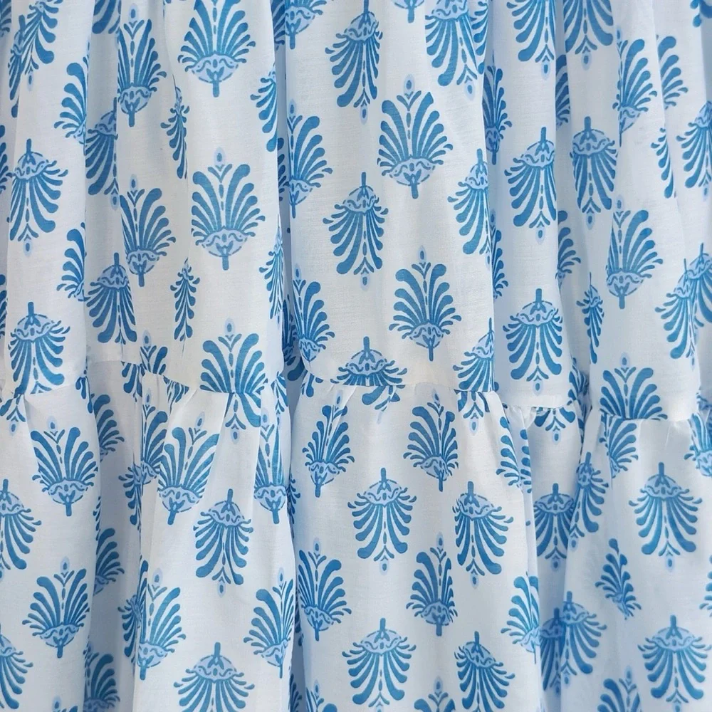 J Marie Annabelle Ruched Blue & White Medium Dress NWOT - Picture 4 of 5